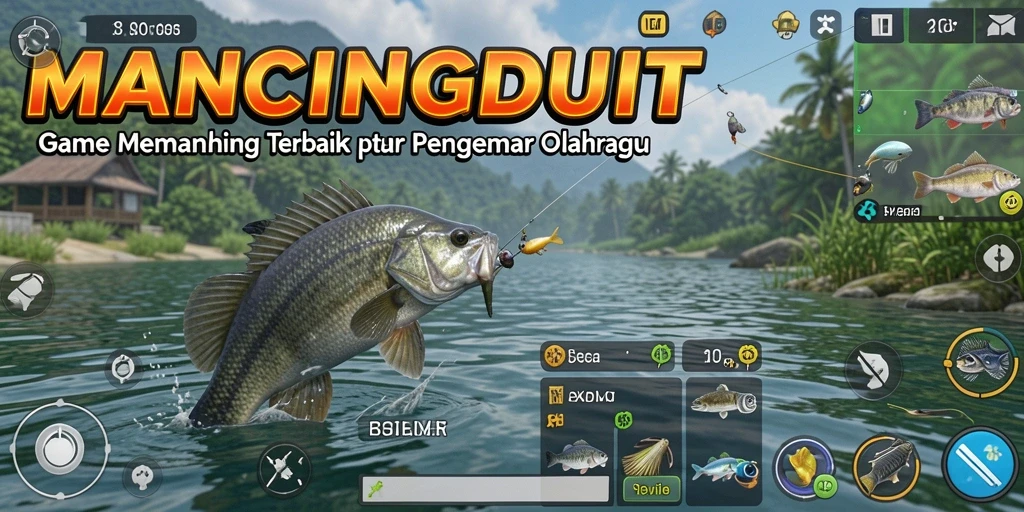 Tampilan gameplay MANCINGDUIT yang mendebarkan saat memancing ikan.